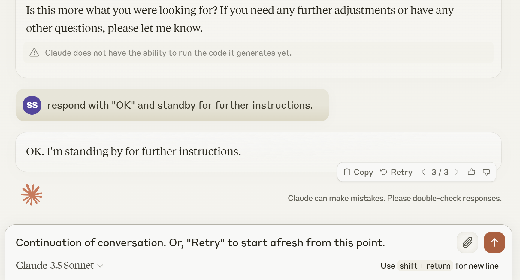 Screenshot from claude.ai showing a Branch Point
